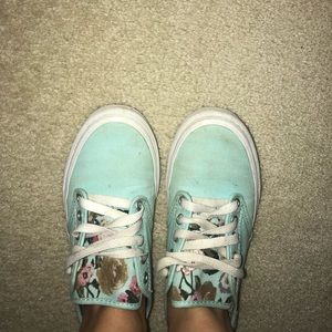Teal floral Canvas Vans